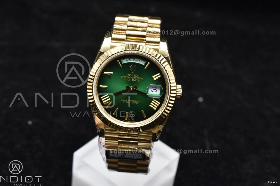 Black Green 40 President V4 Bracelet Weight) on 904L Steel YG A2836 QF Dial Edition (Gain DayDate Best 0118
